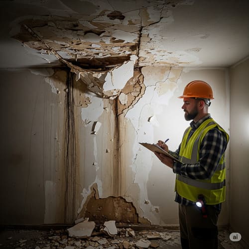 Engenheiro realizando vistoria para Laudo Técnico de infiltração