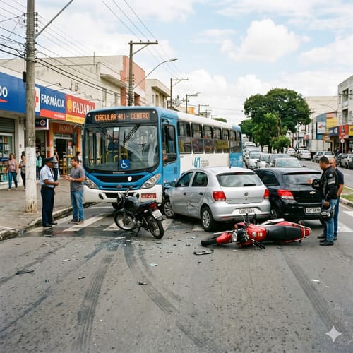 Imagem de acidente de trânsito com veículos envolvidos Imagem de acidente de trânsito com veículos envolvidos